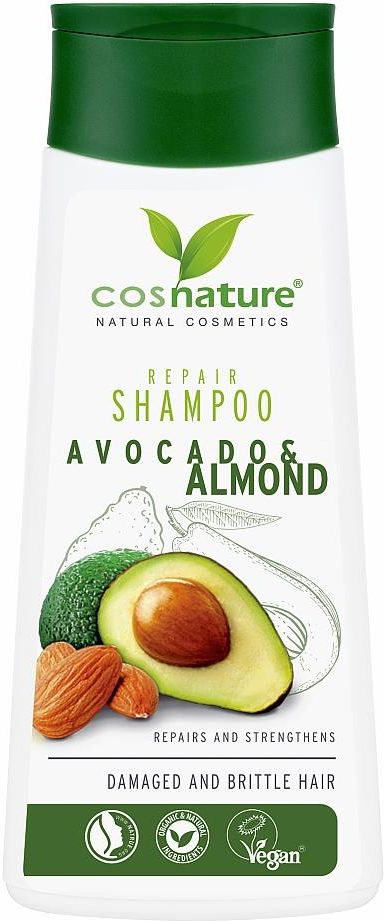 cosnature naturalny regenerujący szampon do włosów z awokado i migdałami