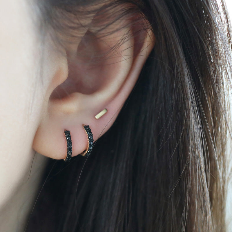 black huggie earrings