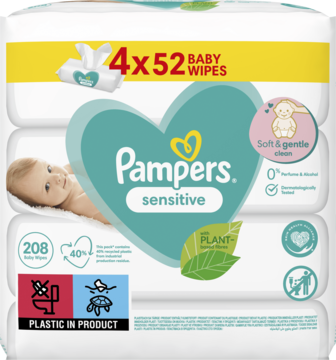 pampers chusteczki nawilżane dla niemowląt 4 x 52 szt