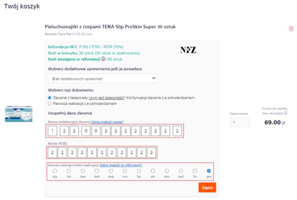 kamsoft sposób naliczania odpłatności wniosków na pieluchomajtki