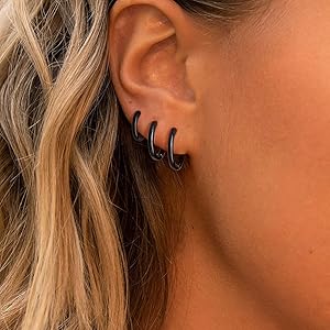 black huggie earrings