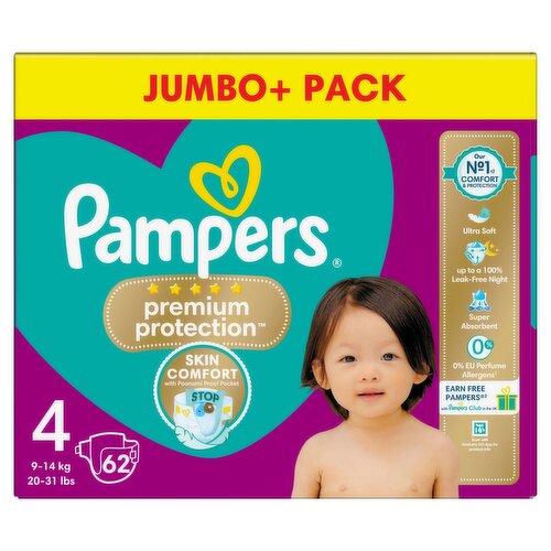 pampers premium protection pieluchy 4 9-18kg 62szt