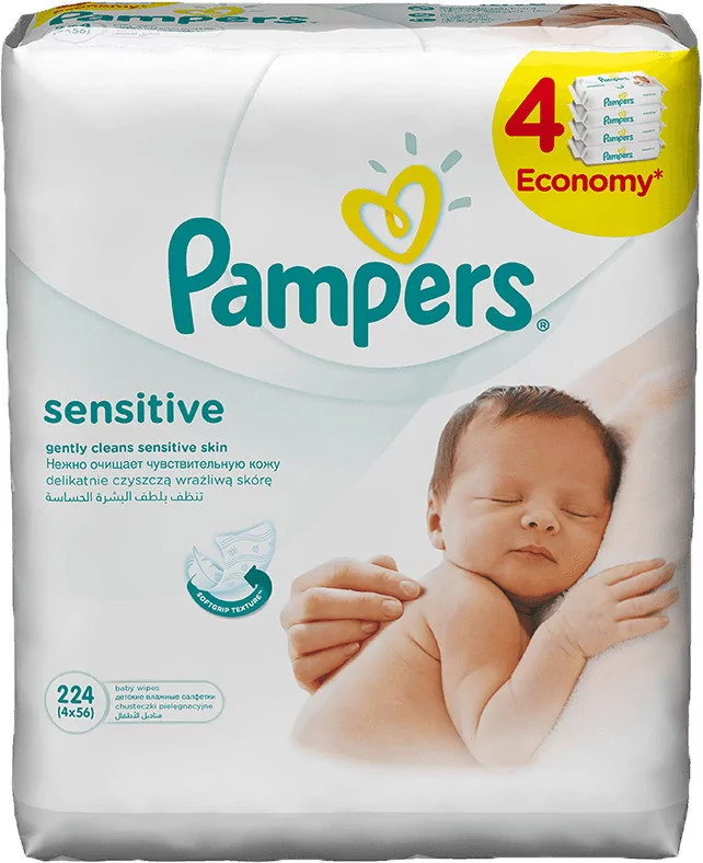 pampers sensitive chusteczki nawilżane 6x56 szt