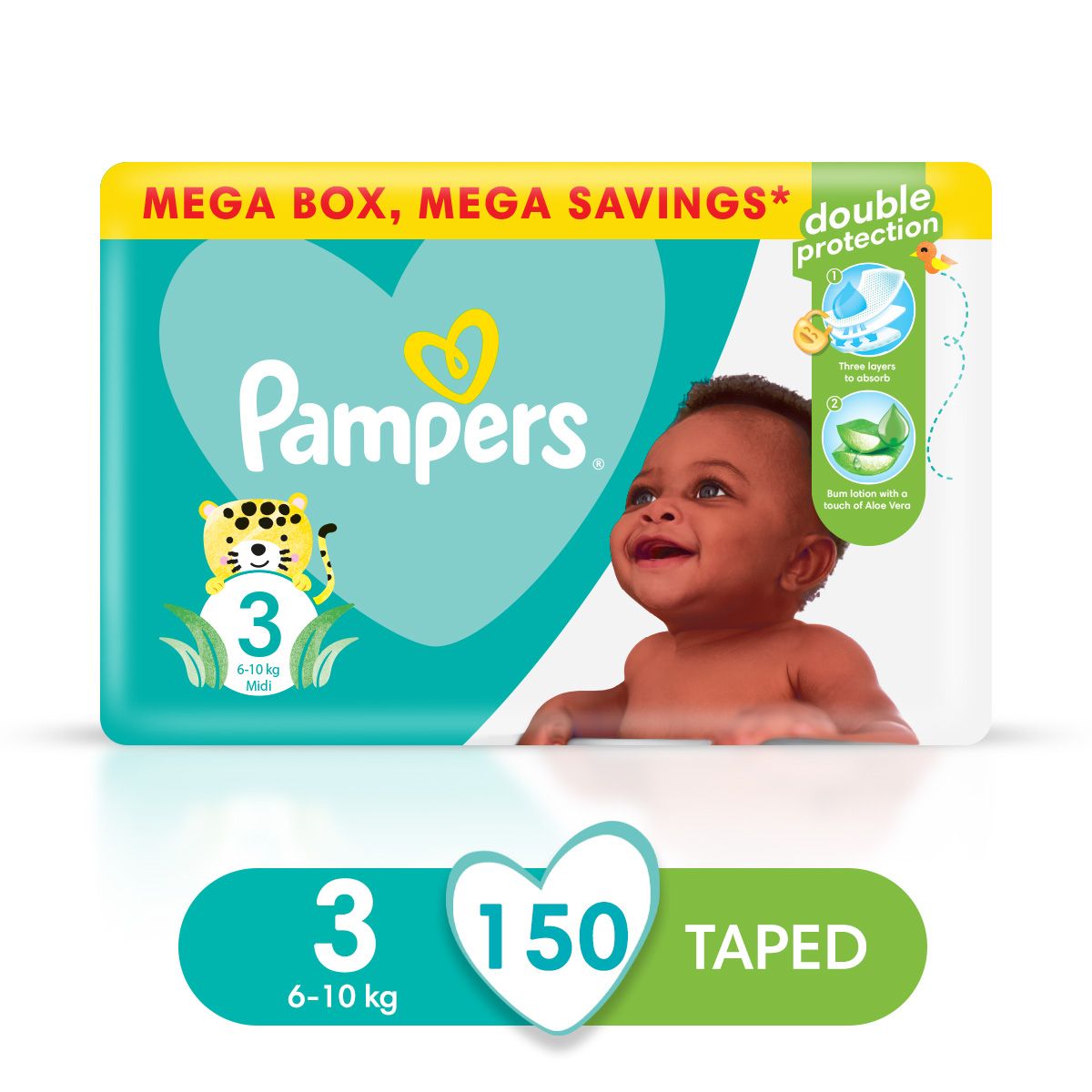 pampers active baby 150 nappies size 3 mega pack