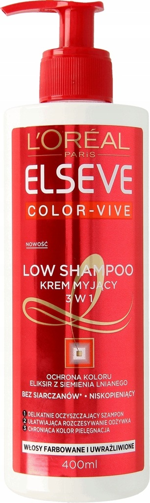 elseve loreal szampon 3w1 włosy farbowane