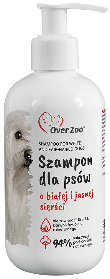 szampon dla psa o włosach miekich koloru białego