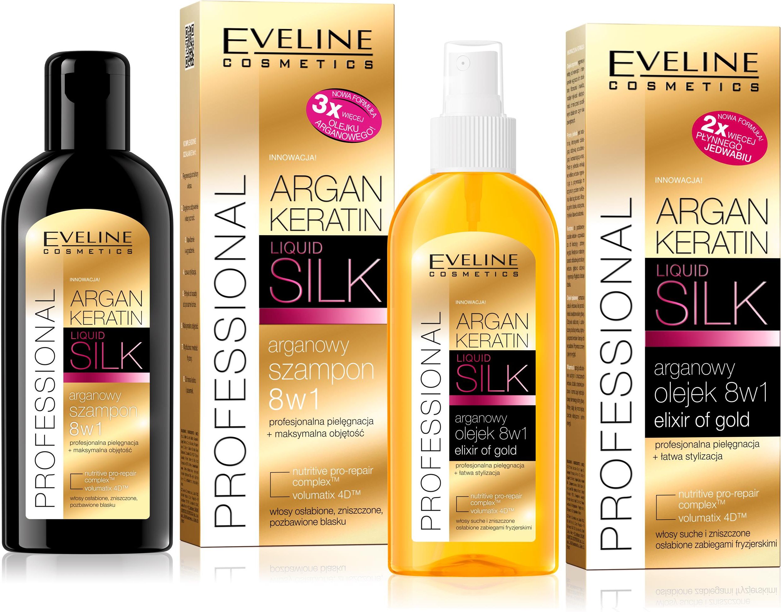 eveline argan keratin liquid silk odżywka do włosów 8w1