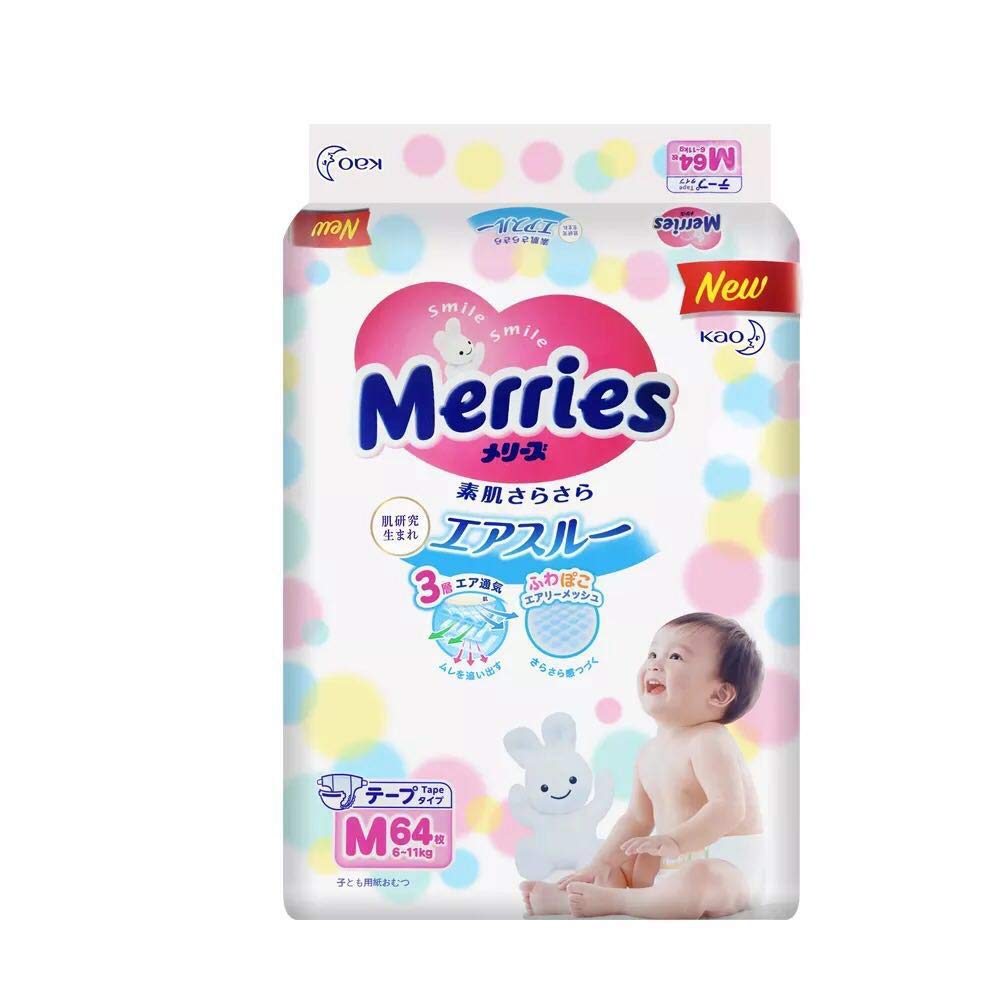 Japońskie pieluszki Merries M 6-11kg 68szt