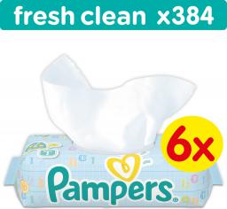 pampers fresh clean chusteczki dla niemowląt 6 x 64 sztuki