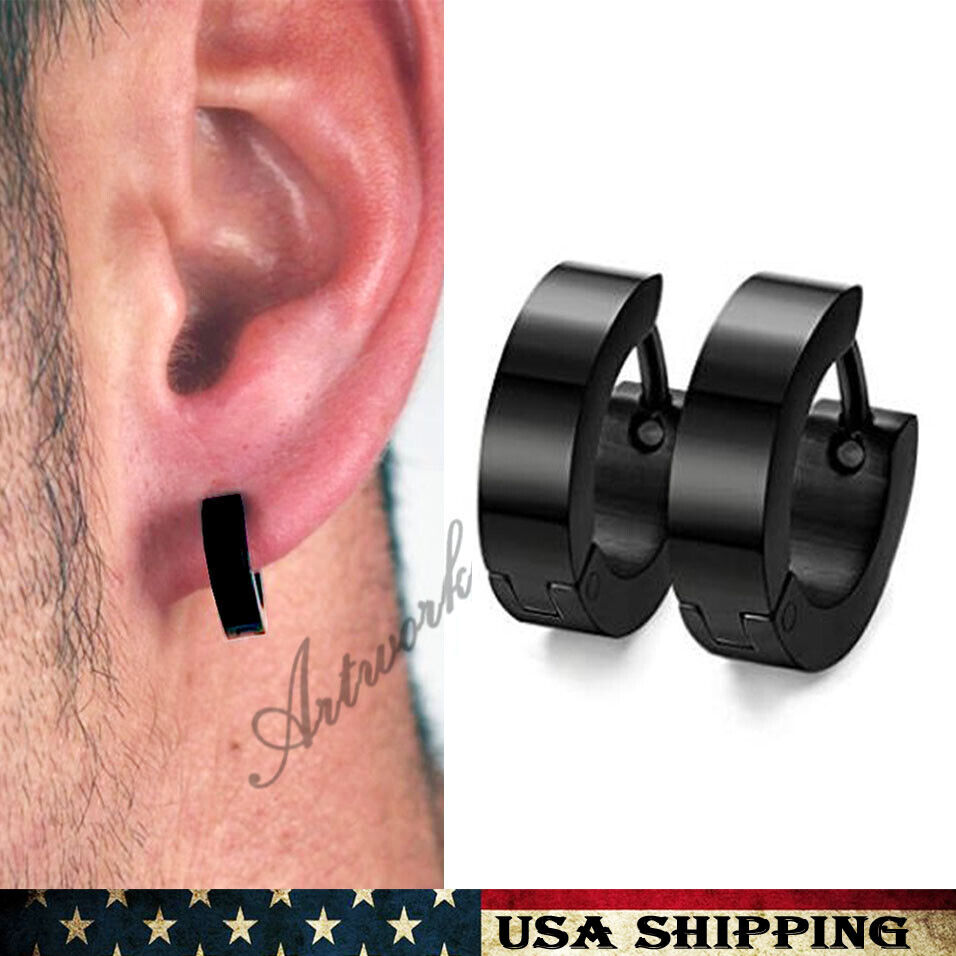 black huggie earrings