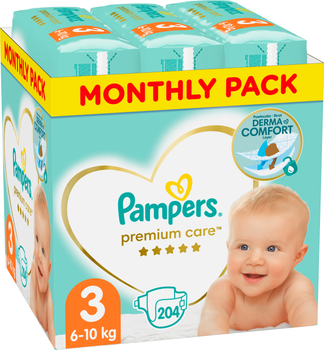 pampers premium care 3 midi 204 szt