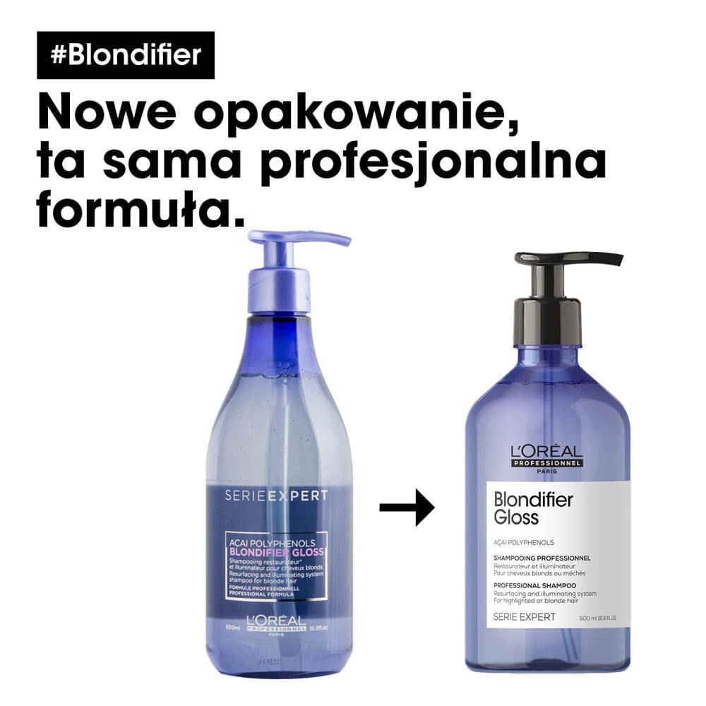 loreal blondifier gloss szampon 300ml rozświetlający włosy blond