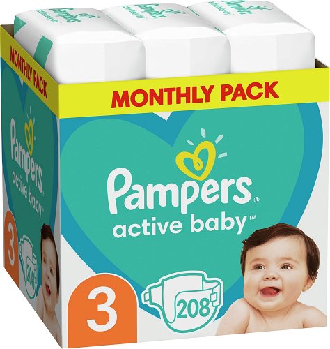 pampers 3 active baby dry 208
