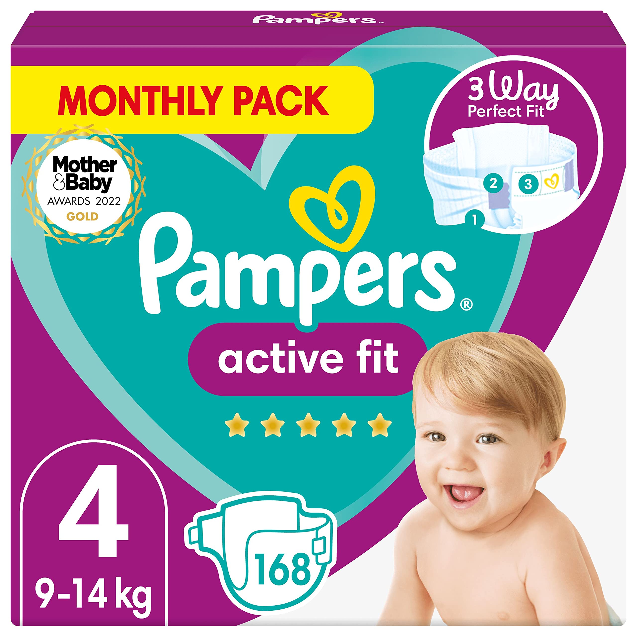 pampers active baby 4 monthly pack