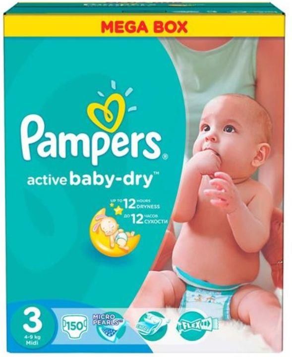 pampers active baby-dry pieluszki 3 midi 150 sztuk