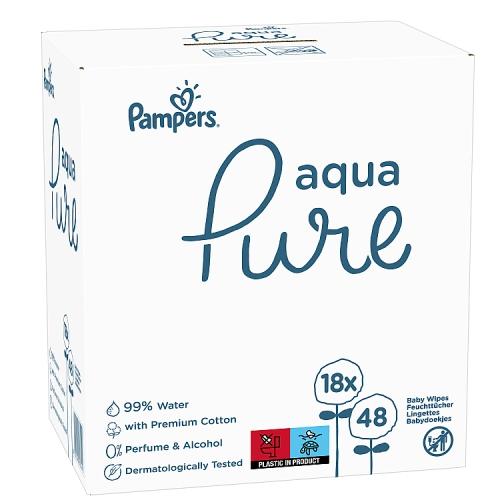 pampers aqua pure chusteczki nawilżające 18x 48sz